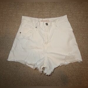 Levi’s High Waisted Mom White Distressed Denim Shorts